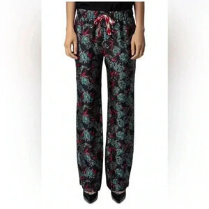 Zadig & Voltaire Women’s “Pomy Jaquard Thunder” Black Floral Pants Size XS/34